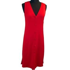 Theory Red Liquid Twill Midi Dress